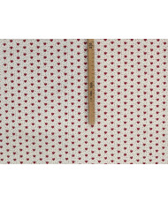 Coupon Cretonne Mini cœur rouge fond écru 1 m