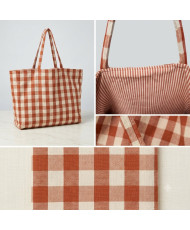 copy of Sac cabas XXL 100% Coton- vichy - réversible