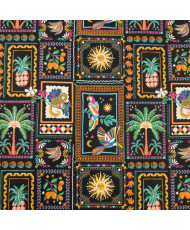 copy of Tissu percale coton imprimé Bimba - Motifs Patchwork Graphique & Fleuri Multicolore