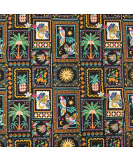 copy of Tissu percale coton imprimé Bimba - Motifs Patchwork Graphique & Fleuri Multicolore