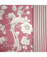 Tissu ameublement "Alami"- toile de Jouy- fraise- 280 cm