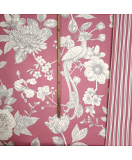 Tissu ameublement "Alami"- toile de Jouy- fraise- 280 cm