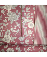 Tissu ameublement "Alami"- toile de Jouy- fraise- 280 cm