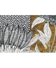 Recycled Upholstery Fabric – "Thistle" Pattern in Ochre & Black (500 g/m²)