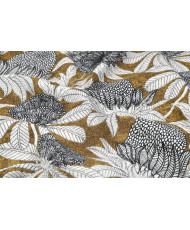 Recycled Upholstery Fabric – "Thistle" Pattern in Ochre & Black (500 g/m²)