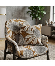 Recycled Upholstery Fabric – "Thistle" Pattern in Ochre & Black (500 g/m²)