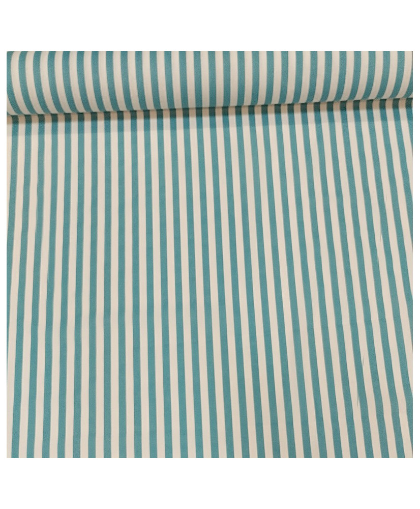 Cretonne Camille rayure bleu