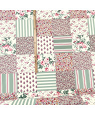 Tissu Imprimé Patchwork Fleuri & Rayures – 100% Coton Fleurville