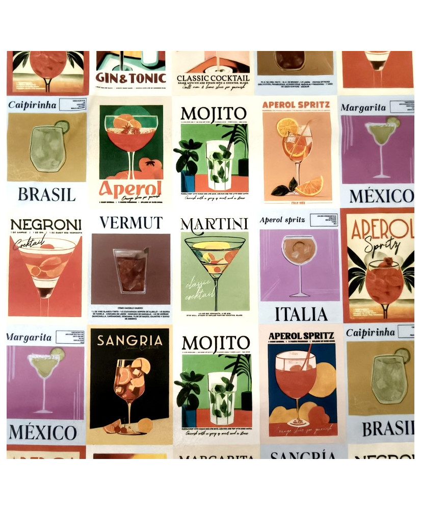 "Cocktails" Fabric – 100% Polyester Canvas