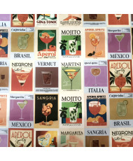 "Cocktails" Fabric – 100% Polyester Canvas