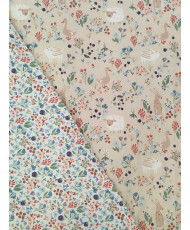 Quilted Cotton Fabric – Country Animals & Flowers Print
