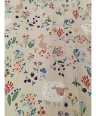 Quilted Cotton Fabric – Country Animals & Flowers Print