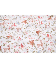 Tissu coton Mésange — Animaux de la forêt & fleurs