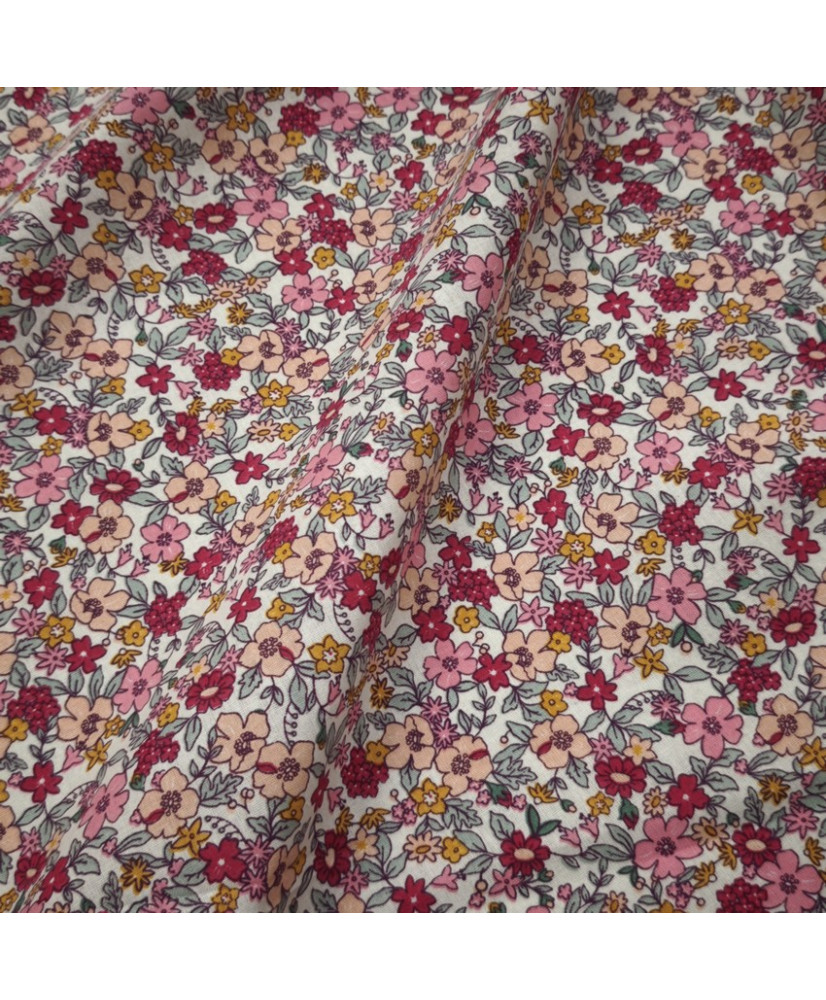 Tissu Cretonne "AGATHA"  rose
