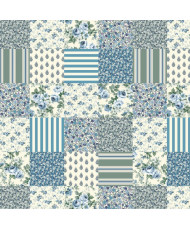 copy of Tissu Imprimé Patchwork Fleuri & Rayures- Ocre – 100% Coton "Fleurville"