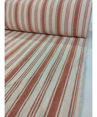 Coupon Tissu Toile de coton tissé teint Eugène-rayure-terracotta - 1.15m