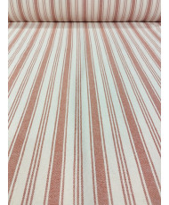Coupon Tissu Toile de coton tissé teint Eugène-rayure-terracotta - 1.15m