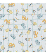 Cretonne Fabric CAMMY 100% Cotton - Blue & Yellow - 140 cm / 55" Width