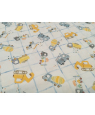 Cretonne Fabric CAMMY 100% Cotton - Blue & Yellow - 140 cm / 55" Width