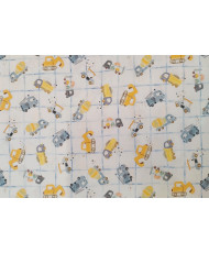 Cretonne Fabric CAMMY 100% Cotton - Blue & Yellow - 140 cm / 55" Width