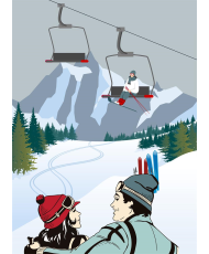 Lot de 3 torchons de cuisine en sergé de coton — Collection Ski & Montagne Vintage