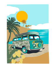 Lot de 3 torchons de cuisine en sergé de coton — Collection Van Life & Surf Beach