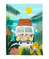 Lot de 3 torchons de cuisine en sergé de coton — Collection Van Life & Surf Beach