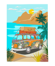 Lot de 3 torchons de cuisine en sergé de coton — Collection Van Life & Surf Beach