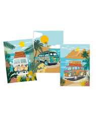 Lot de 3 torchons de cuisine en sergé de coton — Collection Van Life & Surf Beach