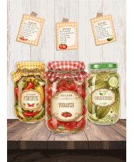 Lot de 3 torchons de cuisine en sergé de coton — Collection Bocaux