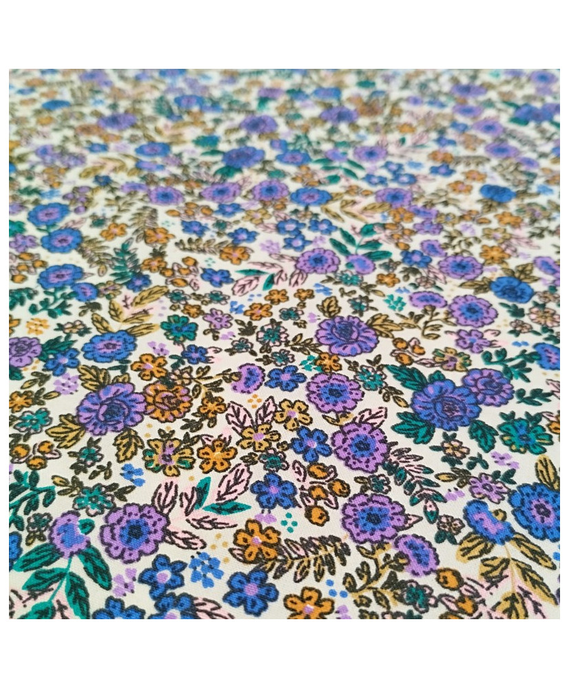 Violet & Camel Floral Printed Cotton Fabric