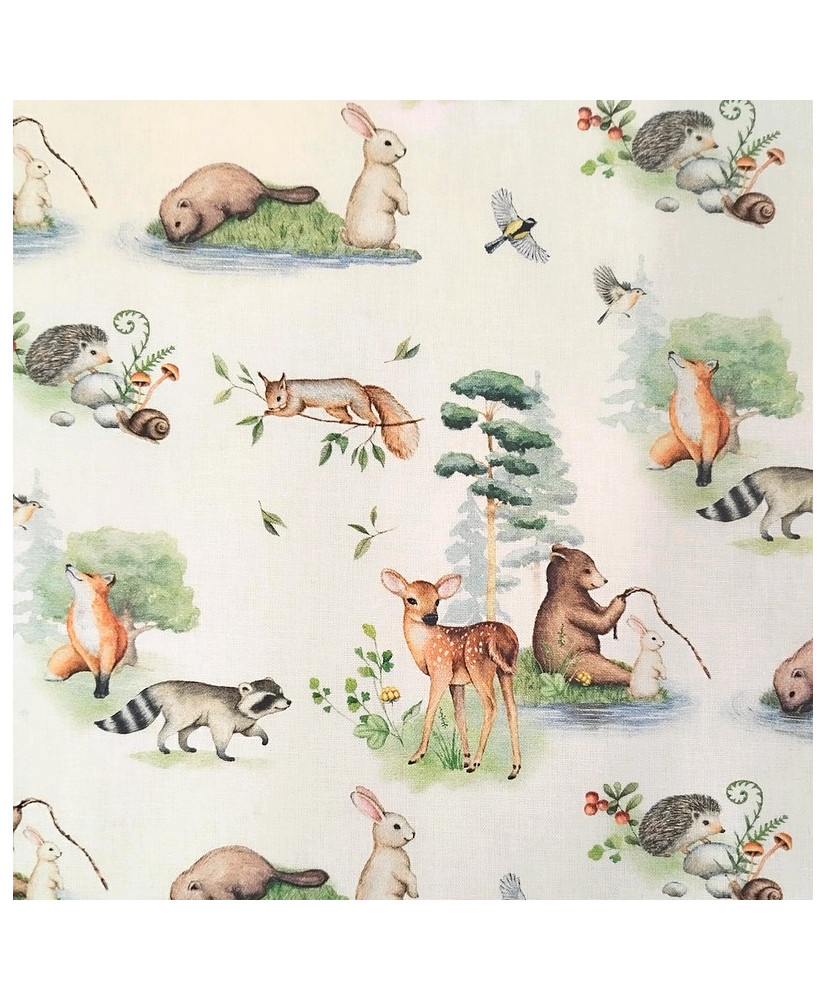 100% Cotton Cretonne – Cute Forest Animals– Mignon-