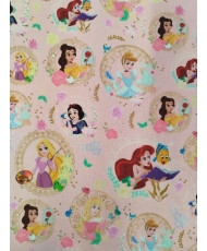 Tissu Coton Princesses Disney & Médaillons Fleuris