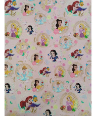 Tissu Coton Princesses Disney & Médaillons Fleuris