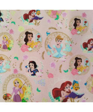 Tissu Coton Princesses Disney & Médaillons Fleuris