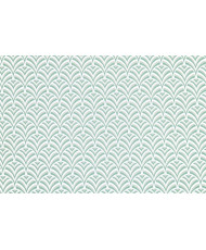 Enduit PVC « Albert» — Nappage Motif Géométrique Vert Sauge & Blanc