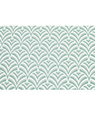 Enduit PVC « Albert» — Nappage Motif Géométrique Vert Sauge & Blanc