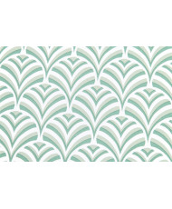 Enduit PVC « Albert» — Nappage Motif Géométrique Vert Sauge & Blanc