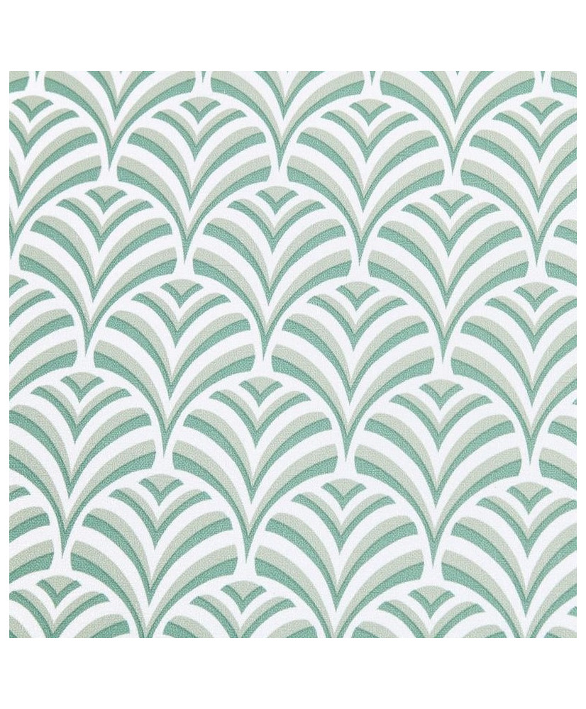 Enduit PVC « Albert» — Nappage Motif Géométrique Vert Sauge & Blanc