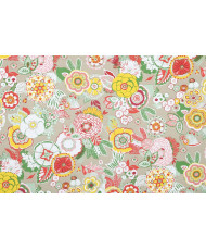 Enduit PVC « Alizée » — Nappage Motif Floral Multicolore & Fond Beige