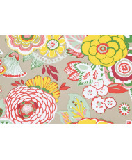 Enduit PVC « Alizée » — Nappage Motif Floral Multicolore & Fond Beige