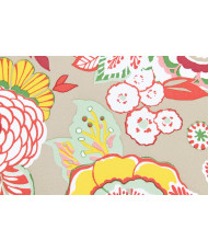 Enduit PVC « Alizée » — Nappage Motif Floral Multicolore & Fond Beige
