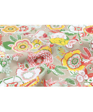Enduit PVC « Alizée » — Nappage Motif Floral Multicolore & Fond Beige
