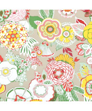 Enduit PVC « Alizée » — Nappage Motif Floral Multicolore & Fond Beige