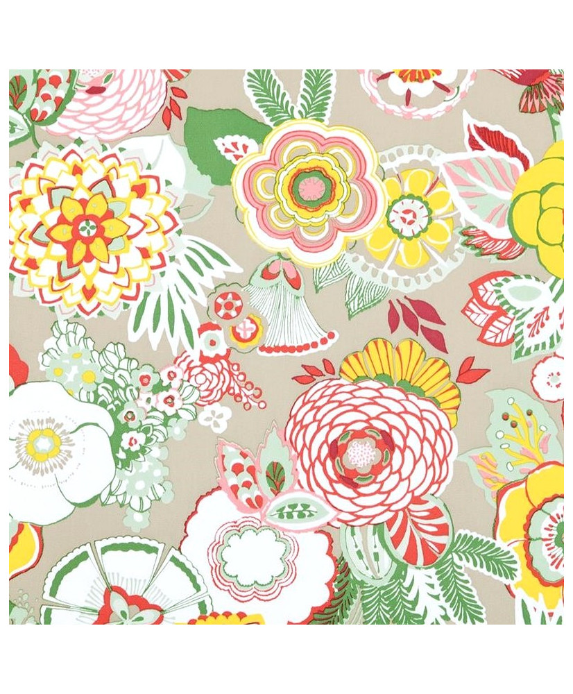 Enduit PVC « Alizée » — Nappage Motif Floral Multicolore & Fond Beige