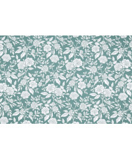 Enduit PVC « Bonaugure » — Nappage Motif Floral Gravure Vert Céladon & Blanc