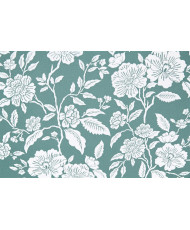 Enduit PVC « Bonaugure » — Nappage Motif Floral Gravure Vert Céladon & Blanc