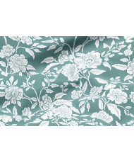 Enduit PVC « Bonaugure » — Nappage Motif Floral Gravure Vert Céladon & Blanc