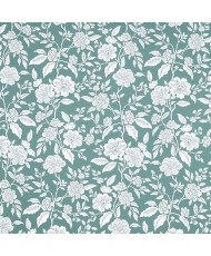 Enduit PVC « Bonaugure » — Nappage Motif Floral Gravure Vert Céladon & Blanc