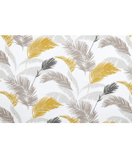 PVC Coated Fabric "CALAMUS" - Table Cover - Mustard Yellow & Grey Palm Leaf Pattern